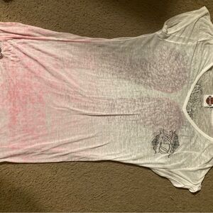 Women's White and Pink Graphic Tee